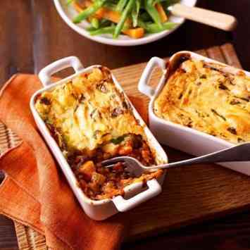 Puy lentil and vegetable cottage pies